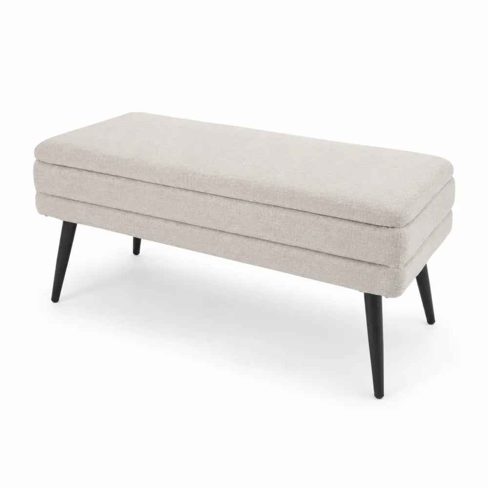 Banc en tissu polyester avec pieds en métal noir