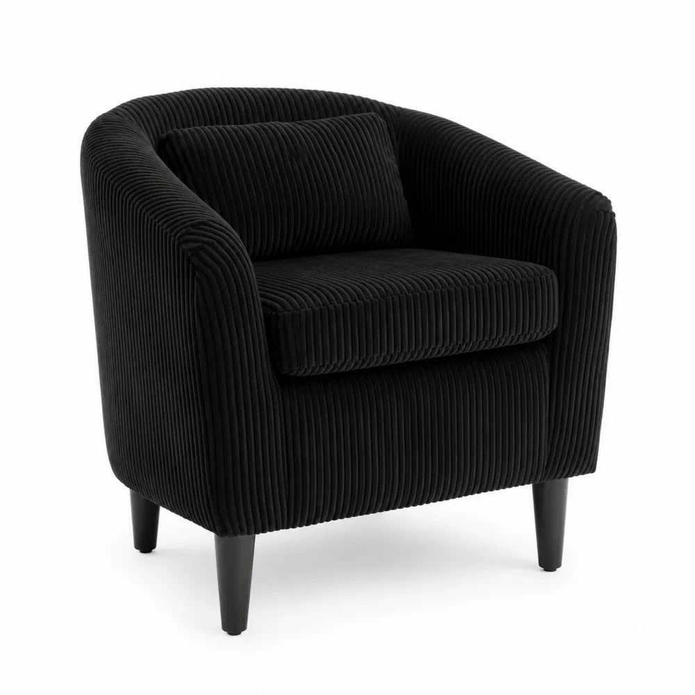 Fauteuil en velours côtelé Noir
