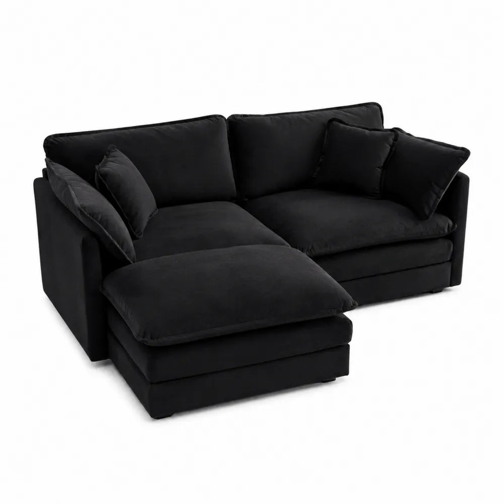 Canapé d'angle en tissu Noir