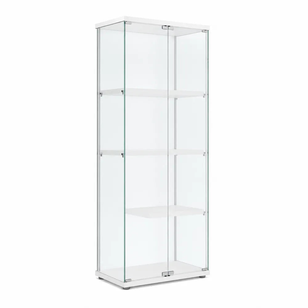 Vitrine en verre trempé avec étagères réglables 175x60x35 cm Blanc