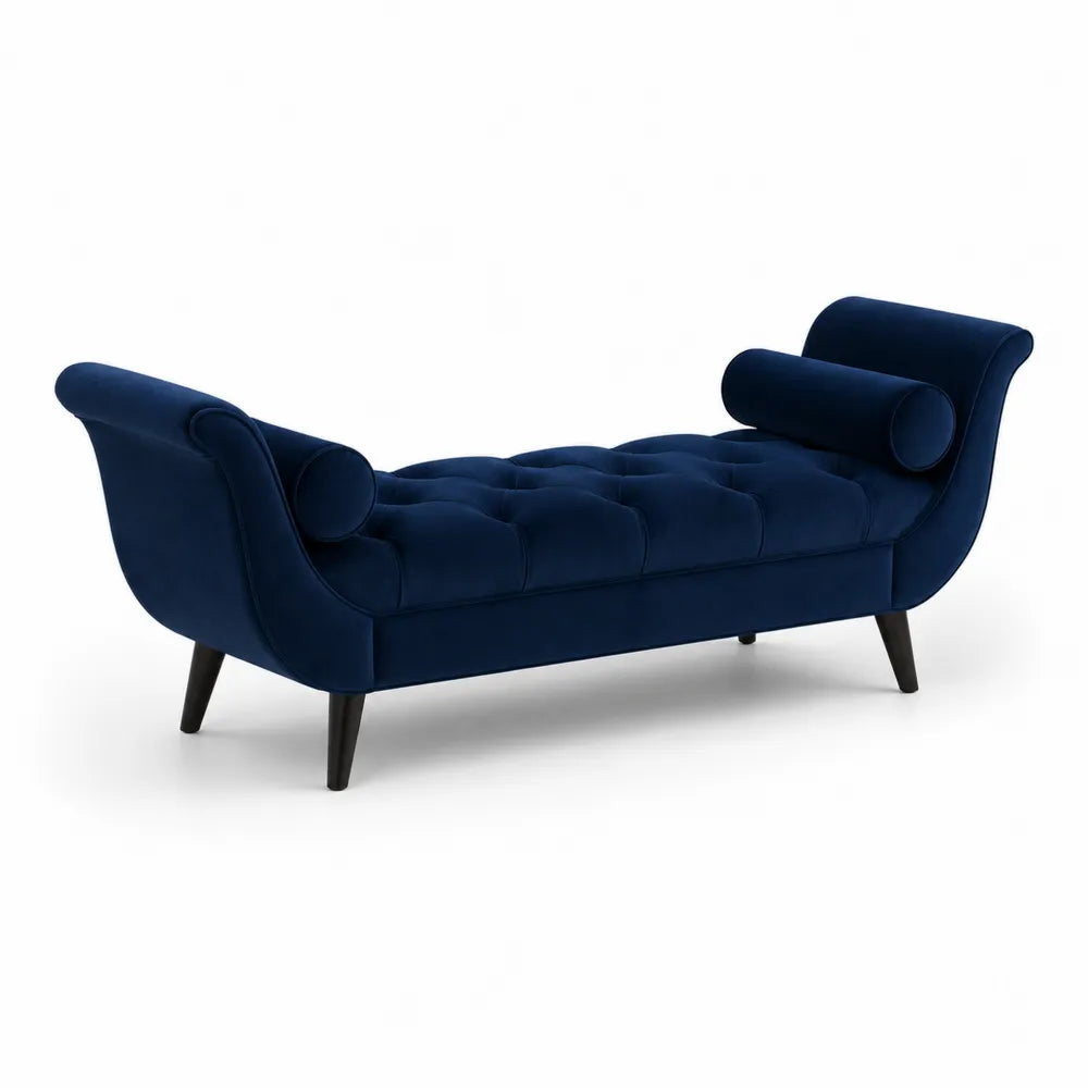Banc en velours avec accoudoirs et coussins 200 cm