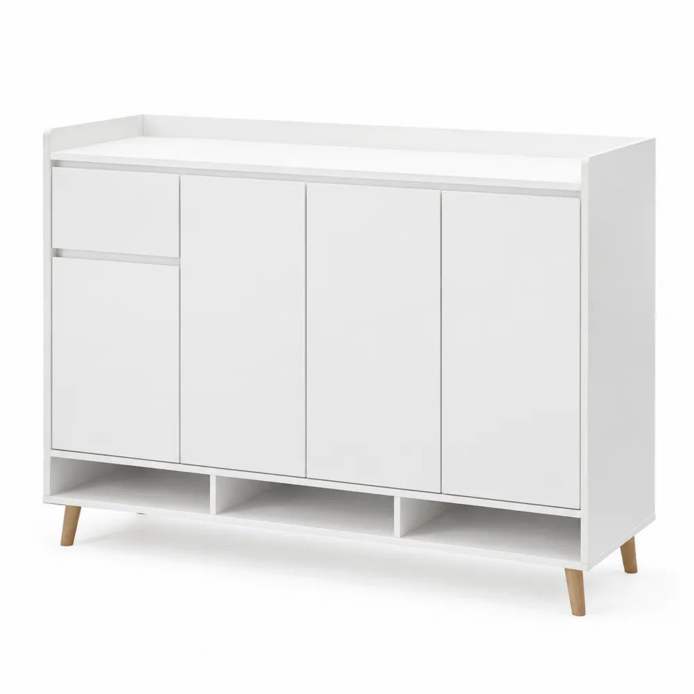 Meuble à chaussures blanc en bois 3 portes 1 tiroir