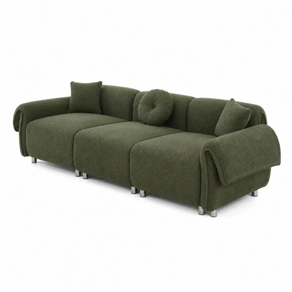 Canapé en Tissu 3 Places avec Pieds en Métal Vert
