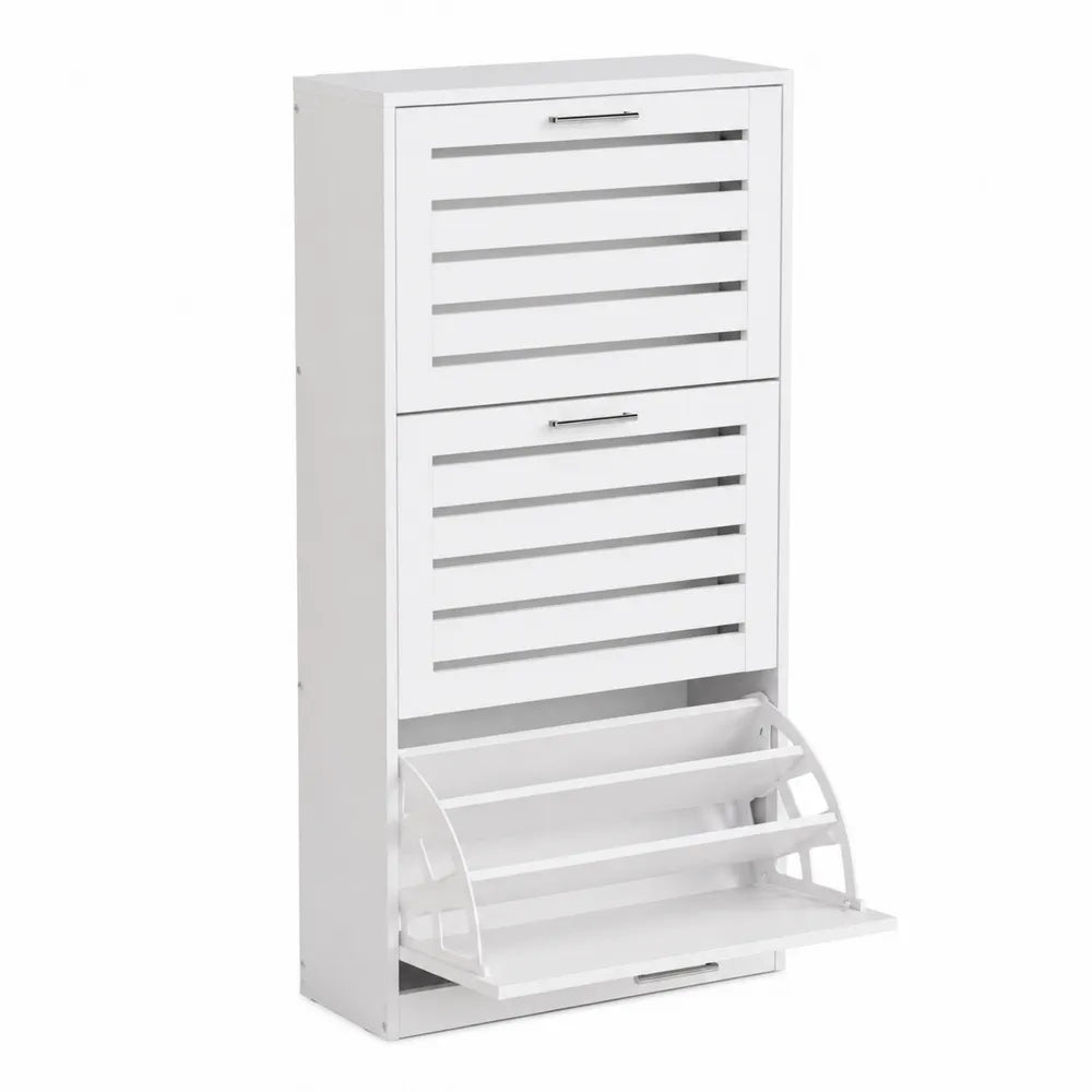 Meuble à chaussures en bois MDF blanc 2 abattants 80x60x24 cm